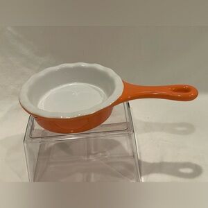 🥳BOGO! Modern Gourmet Foods Mini Ceramic 5” Pie Baking Dish. Orange. Handled.